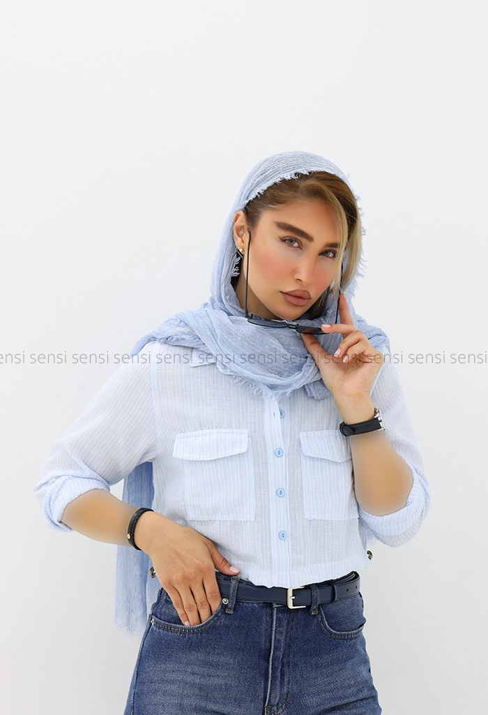شومیز کراپ جلوبسته راه راه کد1005974